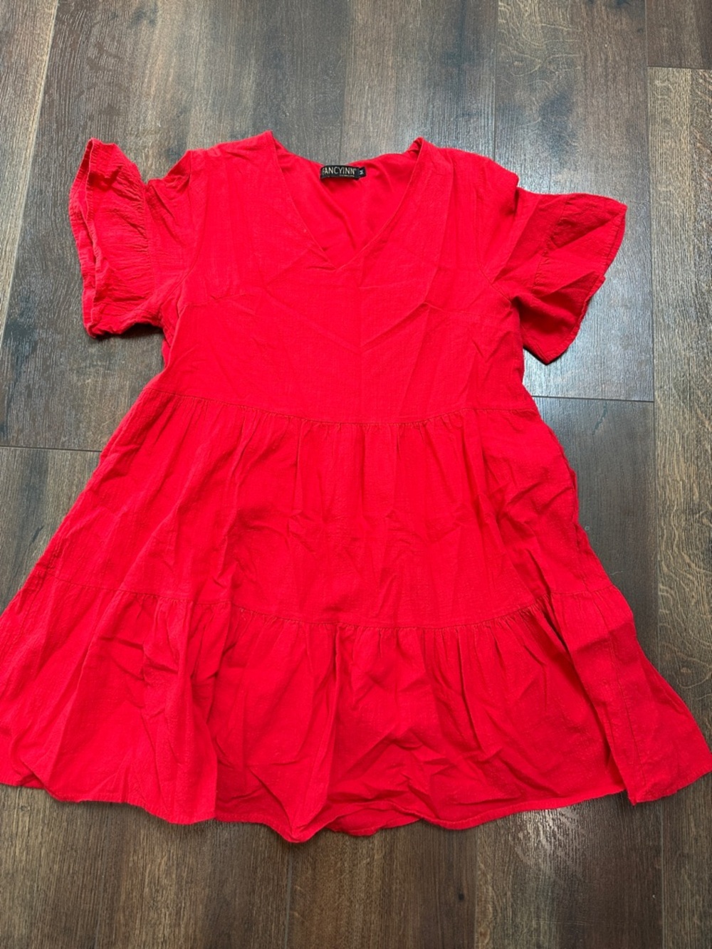 Fancyinn Vibrant Red V-Neck Tunic